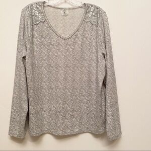 𝅺SOFT Sensations Heathered Blouse VNeck Shirt XL Gray